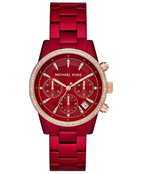 Michael Kors Women's Ritz Red Stainless Steel Bracelet Watch 